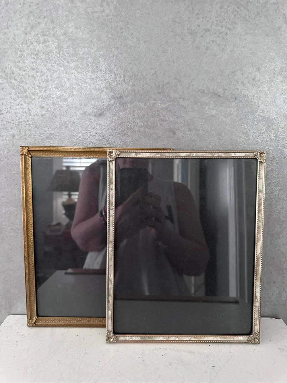 2 Vintage Neoclassical Embossed ORNATE  GOLD Picture Frame 8X10 MOTHER/PEARL